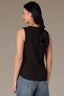 Black Sleeveless Rounded V-Neck Ribbed Surplus Hem Petite Knit Top
