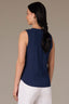 Navy Sleeveless Rounded V-Neck Ribbed Surplus Hem Petite Knit Top