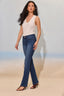 Off White Sleeveless Rounded V-Neck Ribbed Surplus Hem Knit Top
