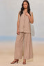Heather Khaki Ultra Skyrise Elastic Pull-On Elastic Waist Double Pleat Wide Leg Woven Glider Pant