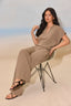 Pond Green Skyrise Banded Elastic Pull-On Waist Pintuck Palazzo Knit Glider Pant