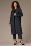 Blue Stone Multi Long Sleeve Double Button Front Flap Pocket Elongated Plaid Woven Jacket and Washed Black Artisanal Denim Contour Shape Technology High Rise Clean Finish Fray Cuffed Hem Boyfriend Jean