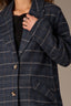 Blue Stone Multi Long Sleeve Double Button Front Flap Pocket Elongated Plaid Woven Jacket