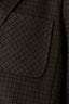 Charcoal Black Long Buttoned Sleeve Single Breasted Double Button Patch Pockets Slit Back Vent Plaid Print Knit Blazer