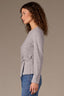 Heather Grey Long Sleeve Scoop Neck Waist Twist Asymmetrical Slit Hem Knit Top