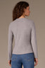 Heather Grey Long Sleeve Scoop Neck Waist Twist Asymmetrical Slit Hem Knit Top