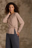 Heather Oatmeal Long Sleeve Scoop Neck Waist Twist Asymmetrical Slit Hem Knit Top