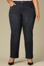 Indigo Denim Contour Shape Technology Mid-Rise Sweetheart Shaped Back Yoke Sawyer Straight Leg Plus Size Jean