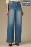 Blue Denim Contour Shape Technology High Rise Patch Pocket Extended Tab Side Panel Plus Size Wide Leg Jean