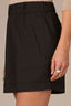 Black Skyrise Elastic Pull-OIn Banded Waist Faux Fly Patch Pocket Angled Dart Seam Short
