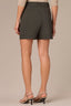 Midnight Olive Skyrise Elastic Pull-OIn Banded Waist Faux Fly Patch Pocket Angled Dart Seam Short
