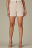 Vanilla Cream Skyrise Double Button Front Seam Flap Pocket Angled Dart Seam Trouser Short