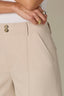 Vanilla Cream Skyrise Double Button Front Seam Flap Pocket Angled Dart Seam Petite Trouser Short