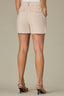 Vanilla Cream Skyrise Double Button Front Seam Flap Pocket Angled Dart Seam Trouser Short