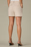 Vanilla Cream Skyrise Double Button Front Seam Flap Pocket Angled Dart Seam Petite Trouser Short