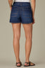 Indigo Denim Contour Shape Technology Skyrise V-Yoke Dart Seams Angled Pocket Rounded Surplus Hem Dolphin Short