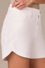 Optic White Denim Contour Shape Technology Skyrise Surplus Hem Faded Whiskering V-Yoke Dart Seam Dolphin Short