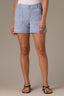Horizon Blue High Rise Double Pocket Fray Hem Dart Seam Contour Shape Technology Short