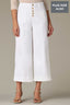 White Contour Shape Technology Skyrise Button Fly V-Yoke Spade Pocket Center Seam Cropped Fixed Cuff Hem Plus Size Pant 
