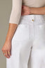 White Contour Shape Technology Skyrise Button Fly V-Yoke Spade Pocket Center Seam Cropped Fixed Cuff Hem Petite Pant 