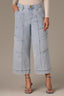 Light Blue Denim Skyrise Utility Pocket Center Seam Dart Seams Cropped Hem REPREVE Contour Shape Technology Wide Leg Jean