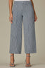 Blue Denim Contour Shape Technology Skyrise Striped Cropped Wide Leg Utility Jean