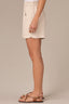 Heather Ecru Skyrise Elastic Pull-On Paper Bag Waist Tulip Overlap Hem Smocked Short
