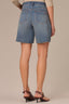 Mid Blue Artisanal Denim Contour Shape Technology High Rise Whiskering Petite Relaxed Short