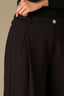Black Contour Shape Technology Skyrise Fixed W&W Belt Side Zipper Pleated Cropped Hem Petite Wide Leg Trouser