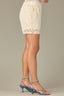 Ecru Skyrise Pull-On Glider Waist Patch Pockets Scallop Trim Eyelet Detail Short
