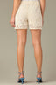 Ecru Skyrise Pull-On Glider Waist Patch Pockets Scallop Trim Eyelet Detail Short
