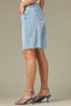 Light Blue Denim Contour Shape Technology Skyrise Double Sweetheart Yoke Four-Pocket Seaming Detail Raw Hem Barrel Bermuda Short