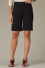 Black Skyrise Double Waistband Angled Dart Seam Double Hook Zip Closure V-Notch Pocket Petite Bermuda Trouser Short