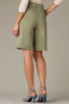 Basil Skyrise Double Waistband Angled Dart Seam Double Hook Zip Closure V-Notch Pocket Petite Bermuda Trouser Short