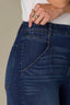 Indigo Denim Contour Shape Technology Skyrise V-Pocket Seaming Detail V-Yoke Relaxed Capri Jean