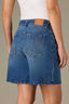 Mid Blue Denim Contour Shape Technology High Rise Slightly Arched Back Yoke Abstract Embroidered Back Pocket Relaxed Short