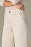 Blanched Almond Contour Shape Technology Skyrise Angled Dart Seams Utility Pocket Cropped Hem Wide Leg Pant