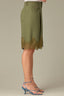 Forest Moss Contour Shape Technology Skyrise Angled Dart Seam Seaming Detail Front Pleats Lace Hem Relaxed Bermuda Short
