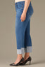Mid Blue Denim High Rise Reverse Self Panel Fixed Cuff Round Up Back Yoke Contour Shape Technology Boyfriend Plus Size Jean