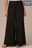 Black Skyrise Banded Elastic Pull-On Waist Pintuck Palazzo Plus Size Knit Glider Pant