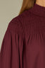 Deep Ruby Long Smock Flounce Sleeve Smocked Turtleneck Smocked Yoke Shirttail Hem Woven Top