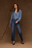 Blue Denim Contour Shape Technology Skyrise Mid-Rise Shaped Back Yoke Sawyer Straight Leg Jean