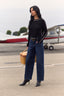 High Rise Barrel Leg Jeans with Knee Darts