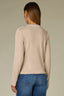 Flax White Long Sleeve High Crew Neck Contrast Piping Shirttail Hem Knit Top