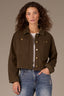 Winter Moss Long Sleeve Button Down Front Collar Neck Oversized Pocket Corduory Contrast Woven Jacket