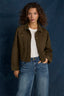 Winter Moss Long Sleeve Button Down Front Collar Neck Oversized Pocket Corduory Contrast Woven Jacket