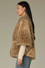 Ginger Snap Multi Overlap Stand Collar Snap Front W&W Brooch Patch Pocket Round Hem Wildlife Printed Knit Faux Fur Capelet