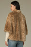 Ginger Snap Multi Overlap Stand Collar Snap Front W&W Brooch Patch Pocket Round Hem Wildlife Printed Knit Faux Fur Capelet