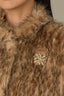 Ginger Snap Multi Overlap Stand Collar Snap Front W&W Brooch Patch Pocket Round Hem Wildlife Printed Knit Faux Fur Plus Size Capelet