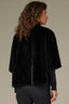 Black Overlap Stand Collar Snap Front W&W Brooch Patch Pocket Round Hem Knit Faux Fur Capelet